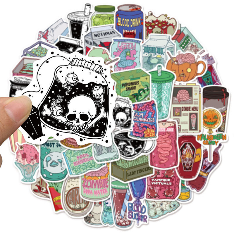 Zombie Snacks - 50PCS Zombie Food Stickers Cute Horror