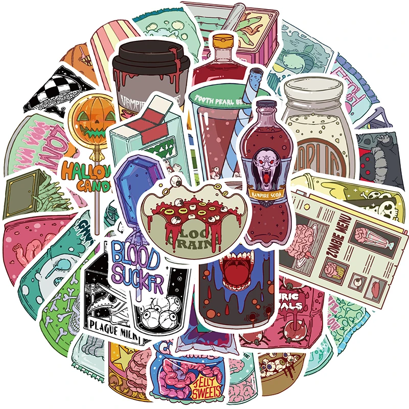 50PCS Zombie Food Stickers Cut - огляд і ціна Zombie Snacks