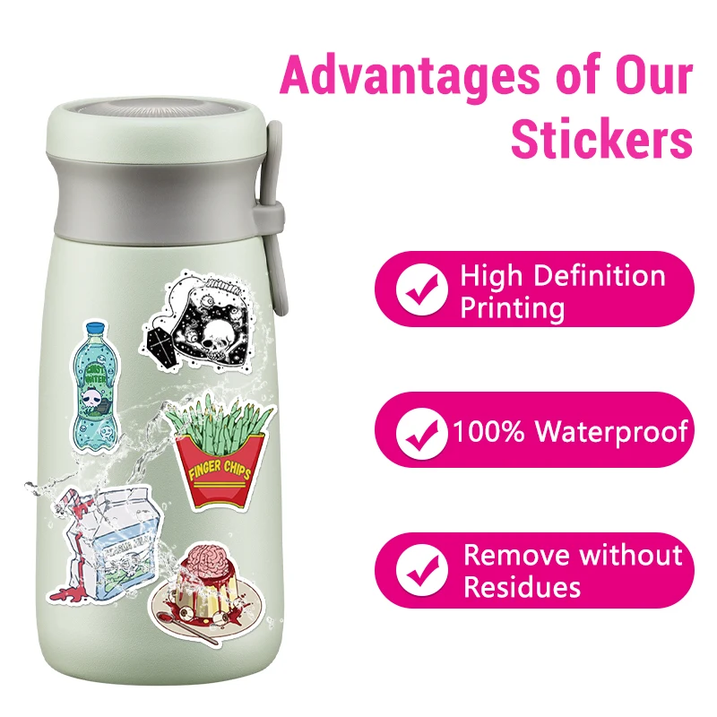 50PCS Zombie Food Stickers Cut - огляд і ціна Zombie Snacks